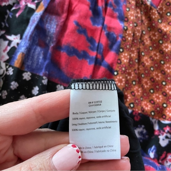 Anthropologie One September Blue, Purple, Patchwork Orange Lace Up Tunic Dress - Picture 12 of 15